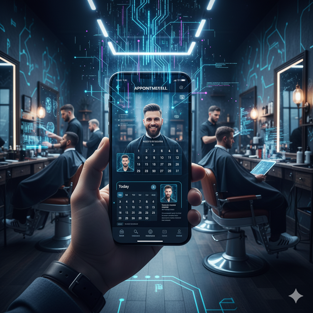 Barbería moderna gestionando citas